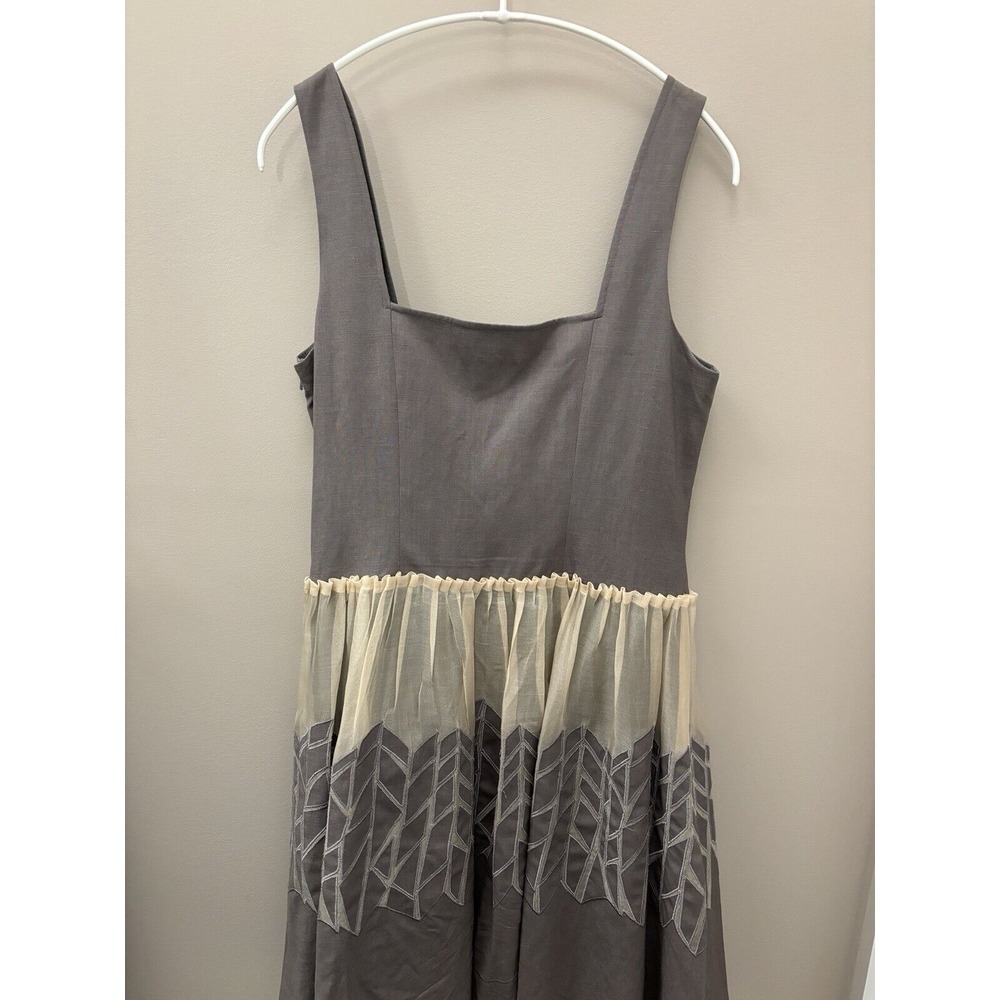 badgley mischka dress size 10 Linen Silk Taupe